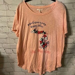 Maurices Pink Michigan Tee Size 1X